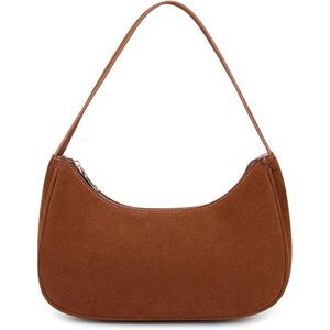 Women Suede Brown Imported Fashion Mini Clutch Underarm Hobo Mini Tote Bag